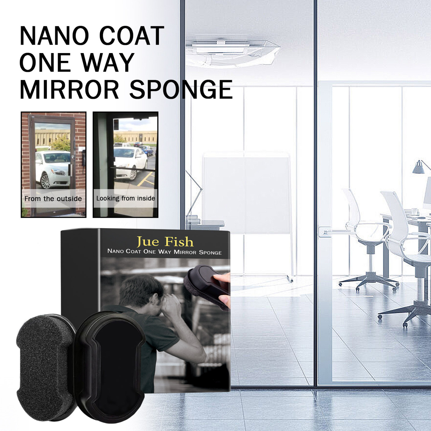 Jue-Fish Nano Sponge for Car Windshield, Bathroom, Office, and Floor-to-ceiling Windows