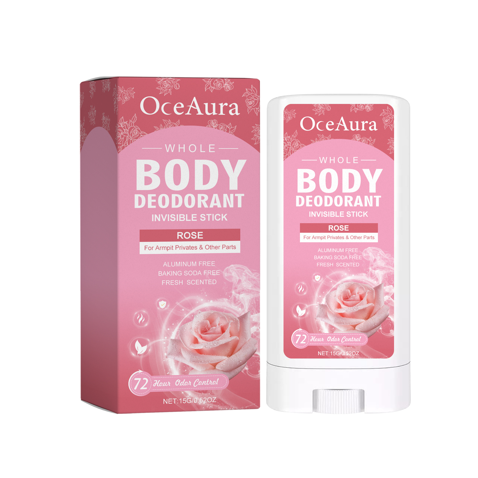 OceAura Rose Body Deodorant Stick - Natural and refreshing rose fragrance reduces underarm odor and lasts long-CLEJOY