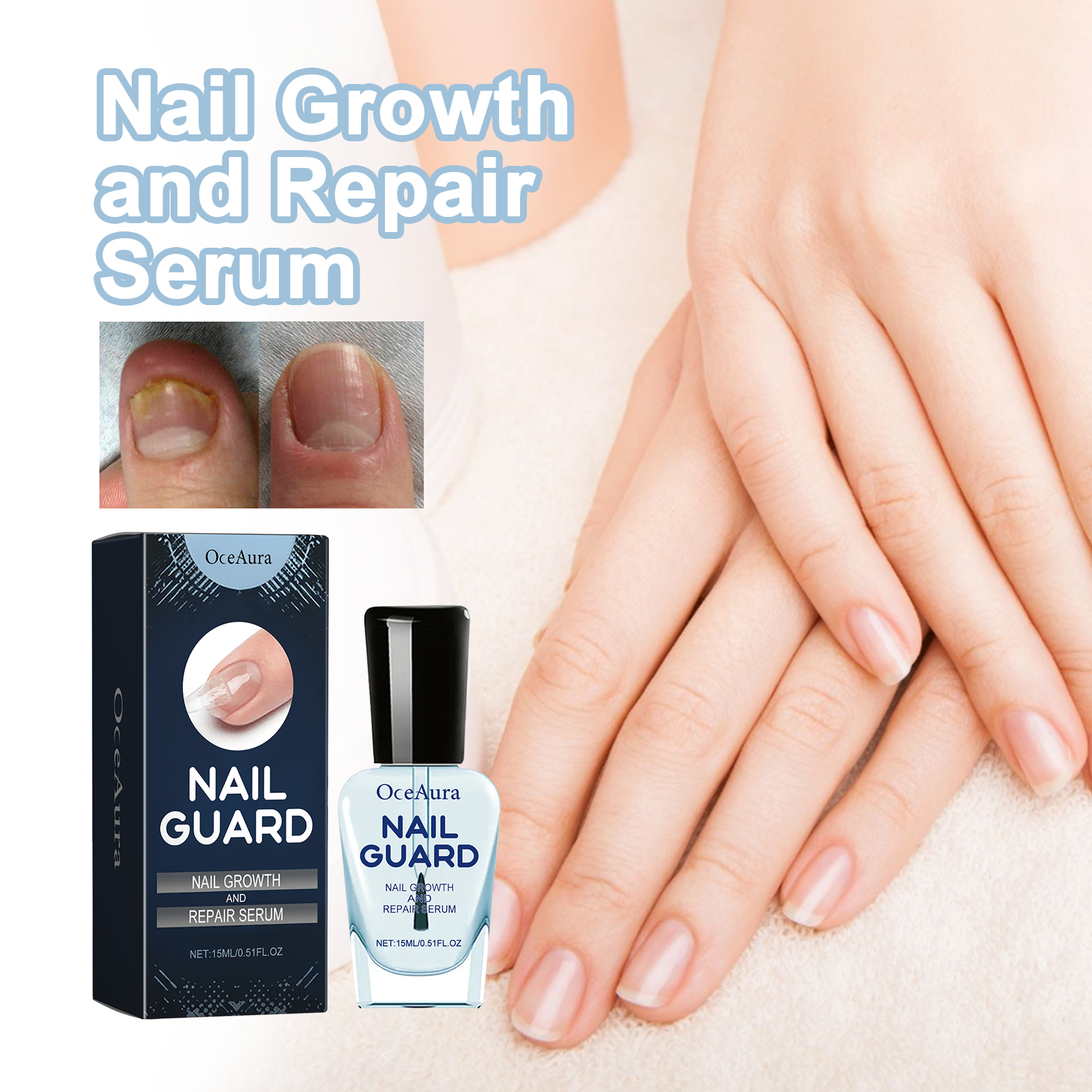 OceAura Nail Care Gentle cleansing, nourishing, nourishing, and brightening nail care liquid for hands and feet