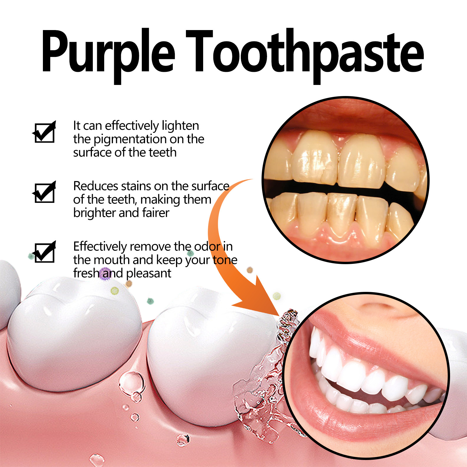Oralhoe Purple Toothpaste: Professional stain and odor fix for a radiant white finish.