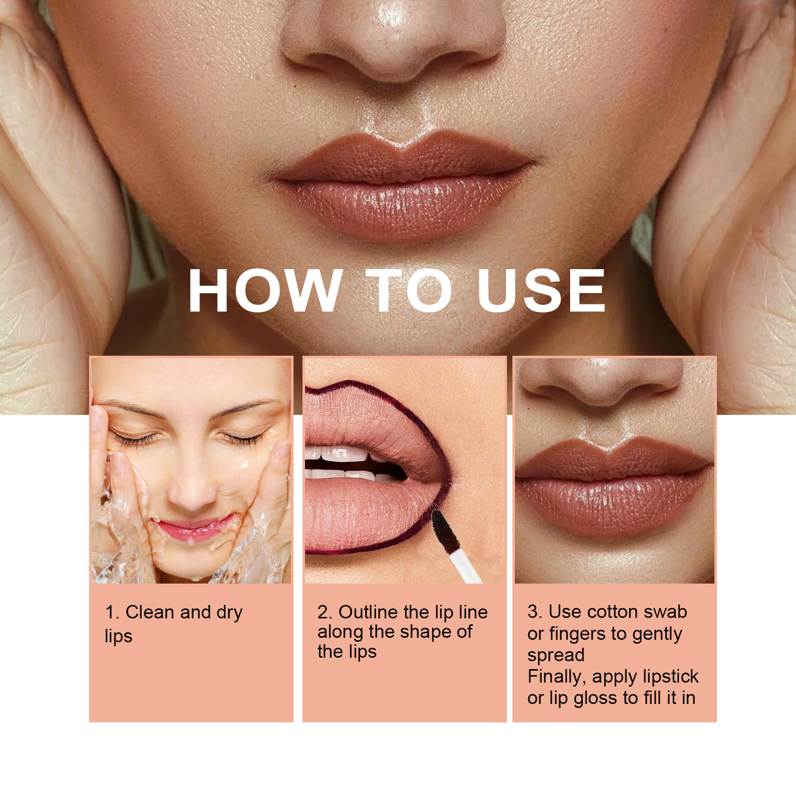 OUHOE Peel-Off Lip Liner (Dark Brown) - A peel-off lip liner that plumps up lips and enhances color without fading-CLEJOY