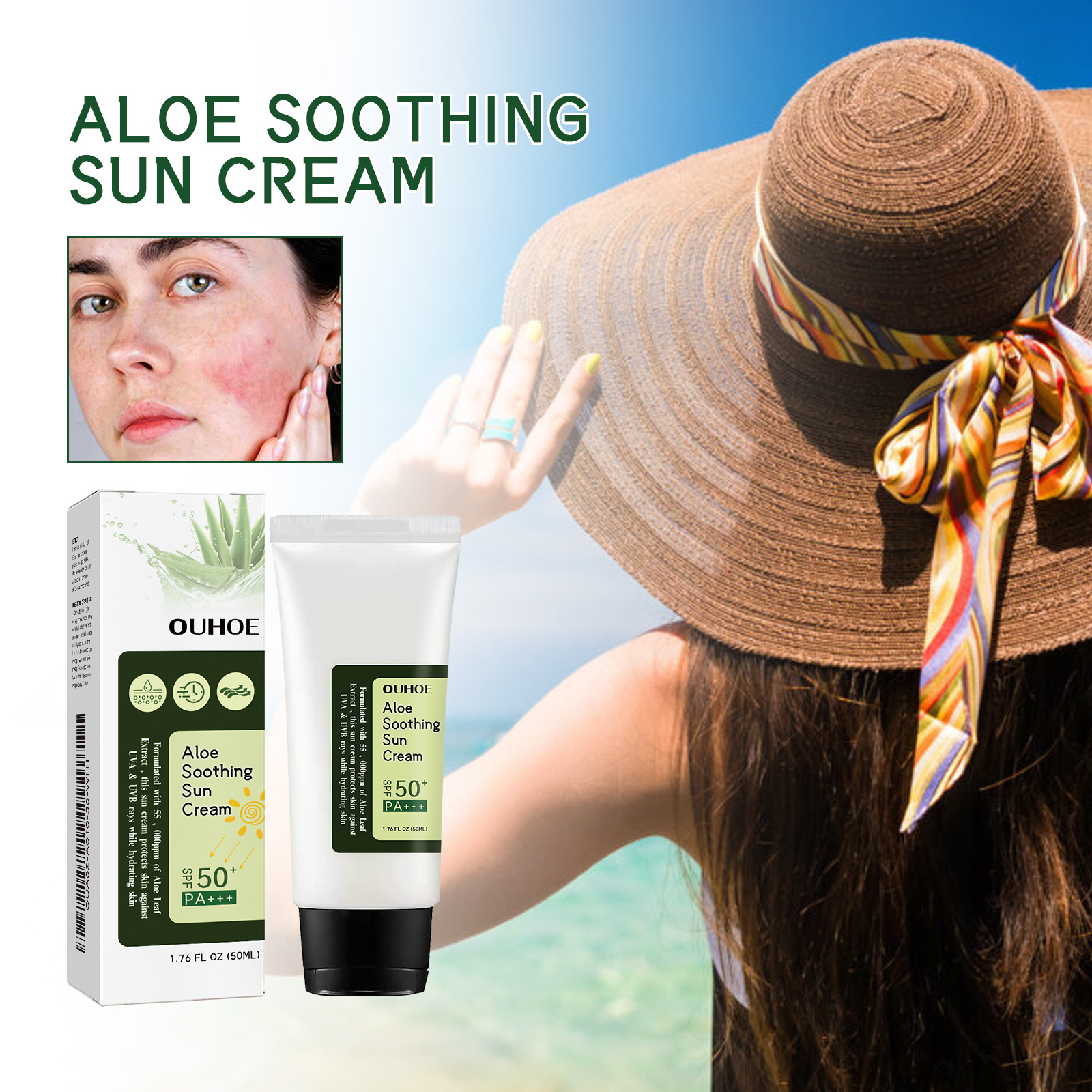 OUHOE Aloe Vera Protective Cream Hydrating and refreshing isolation UV protection cream