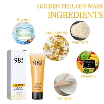 OUHOE 24K Gold Peel-Off Mask Deep Cleanses Skin, Removes Blackheads, Acne, Refines Pores, and Tightens Skin-CLEJOY