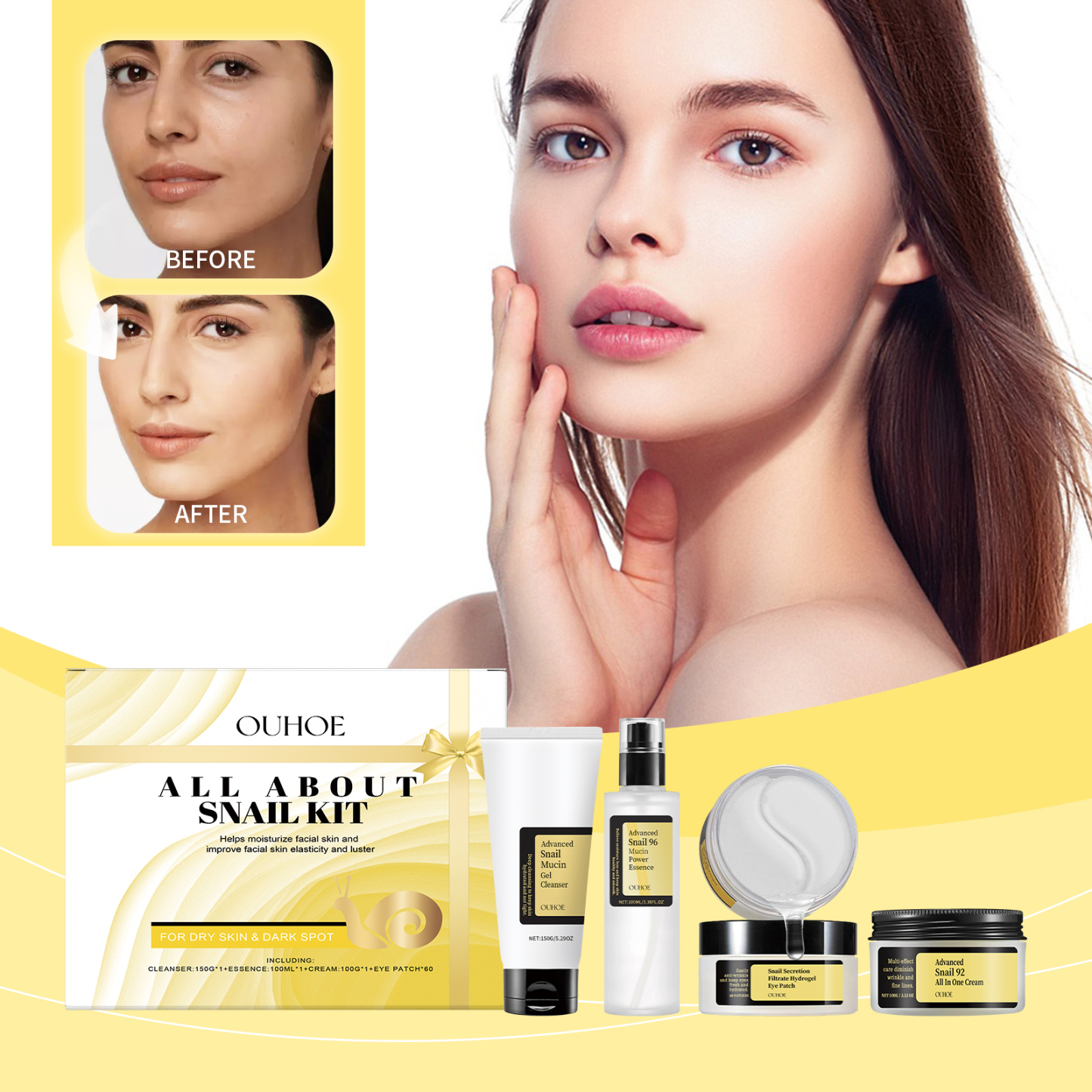 OUHOE 96% High-Concentration Snail Mucus Repair Gift Set-CLEJOY