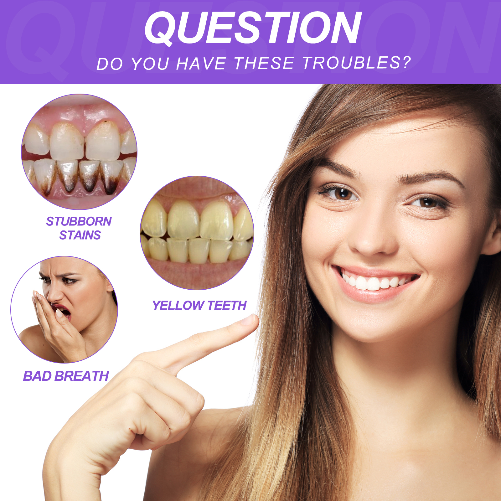 OUHOE Teeth Whitening: Professional glow and gum fix for a radiant smile finish.