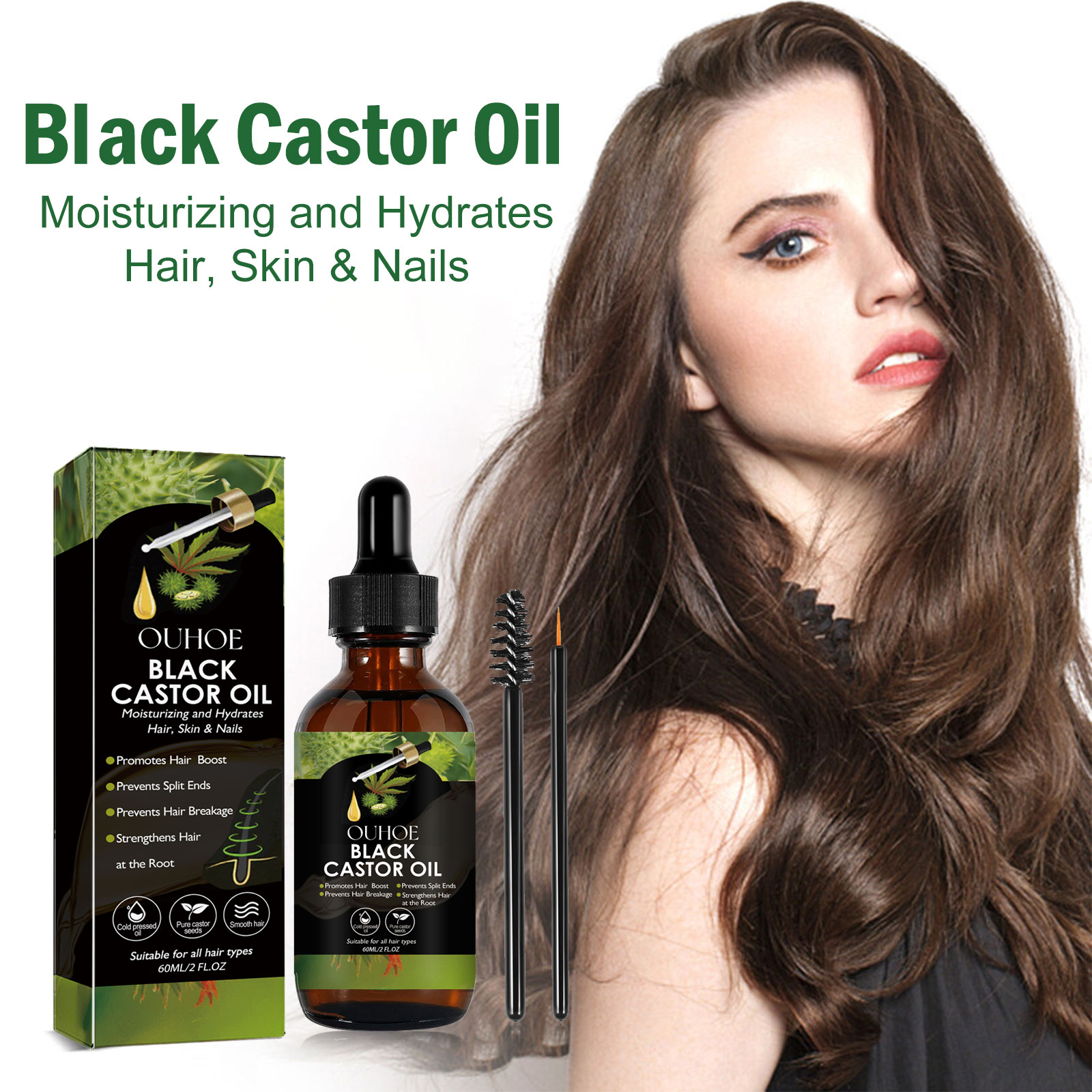 OUHOE castor oil hair conditioner hair care dry frizzy hair moisturizing soft shiny hair care essential oil-CLEJOY
