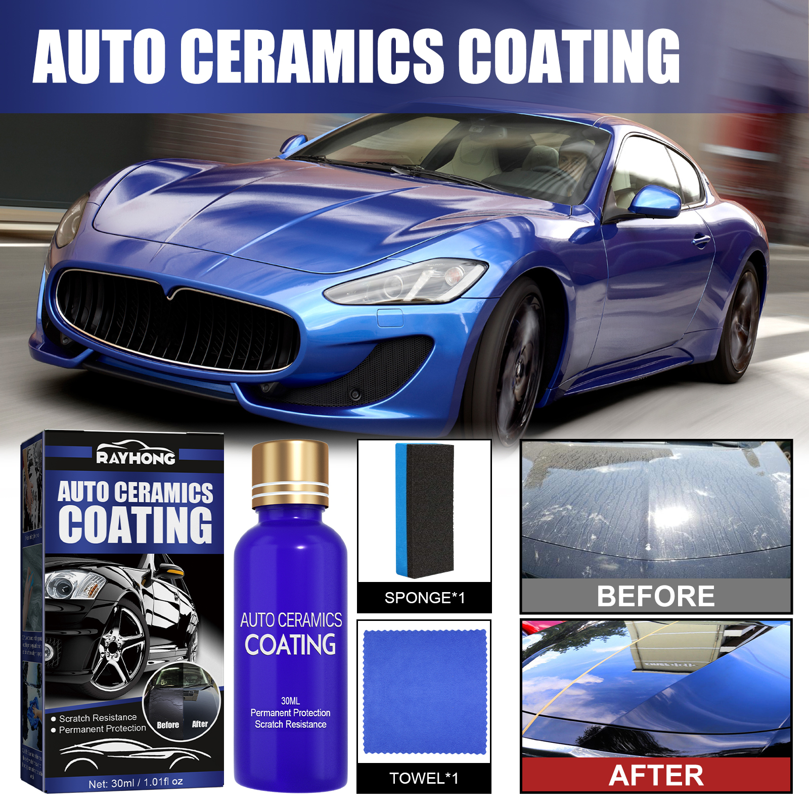 Rayhong car crystal coating liquid cleaning decontamination waterproof dust scratch repair car paint maintenance renovation coating liquid-CLEJOY
