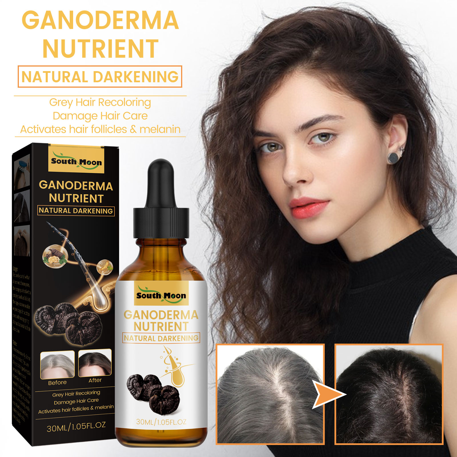 South Moon Black Ganoderma Lucidum Whitening Hair Serum