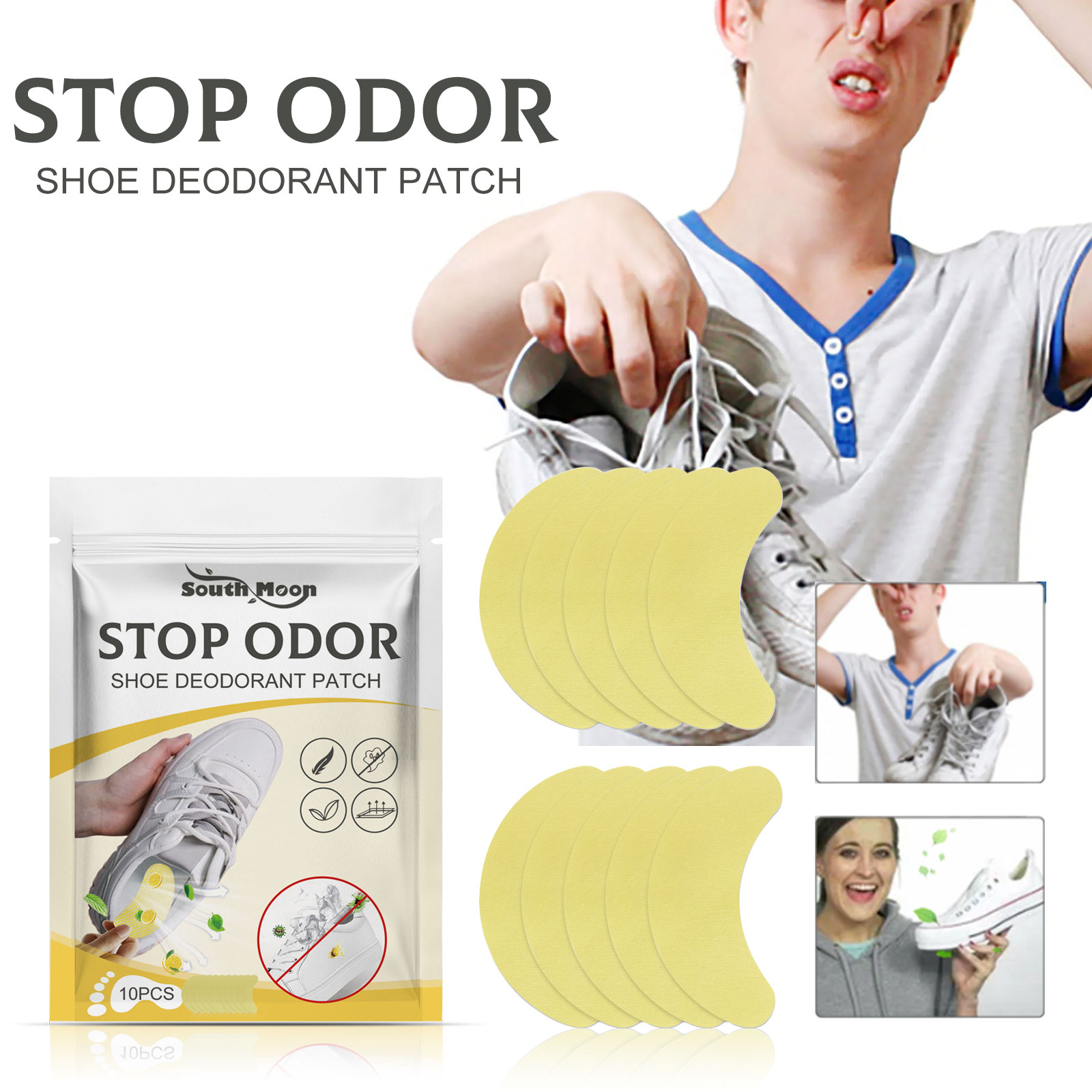 South Moon shoe deodorizing patches, deodorizing, refreshing, cleaning, odor-absorbing, sweat-absorbing insoles-CLEJOY