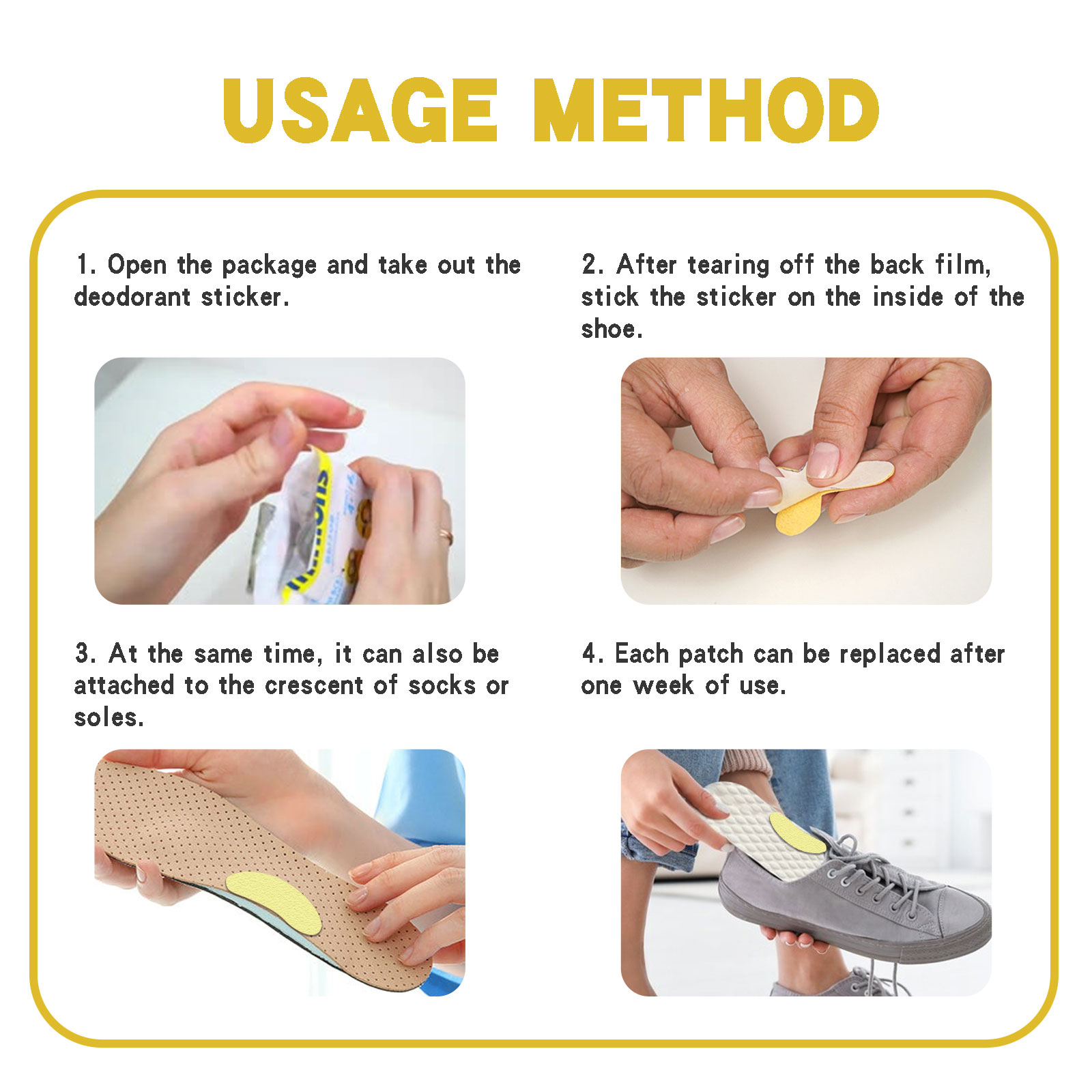 South Moon shoe deodorizing patches, deodorizing, refreshing, cleaning, odor-absorbing, sweat-absorbing insoles-CLEJOY
