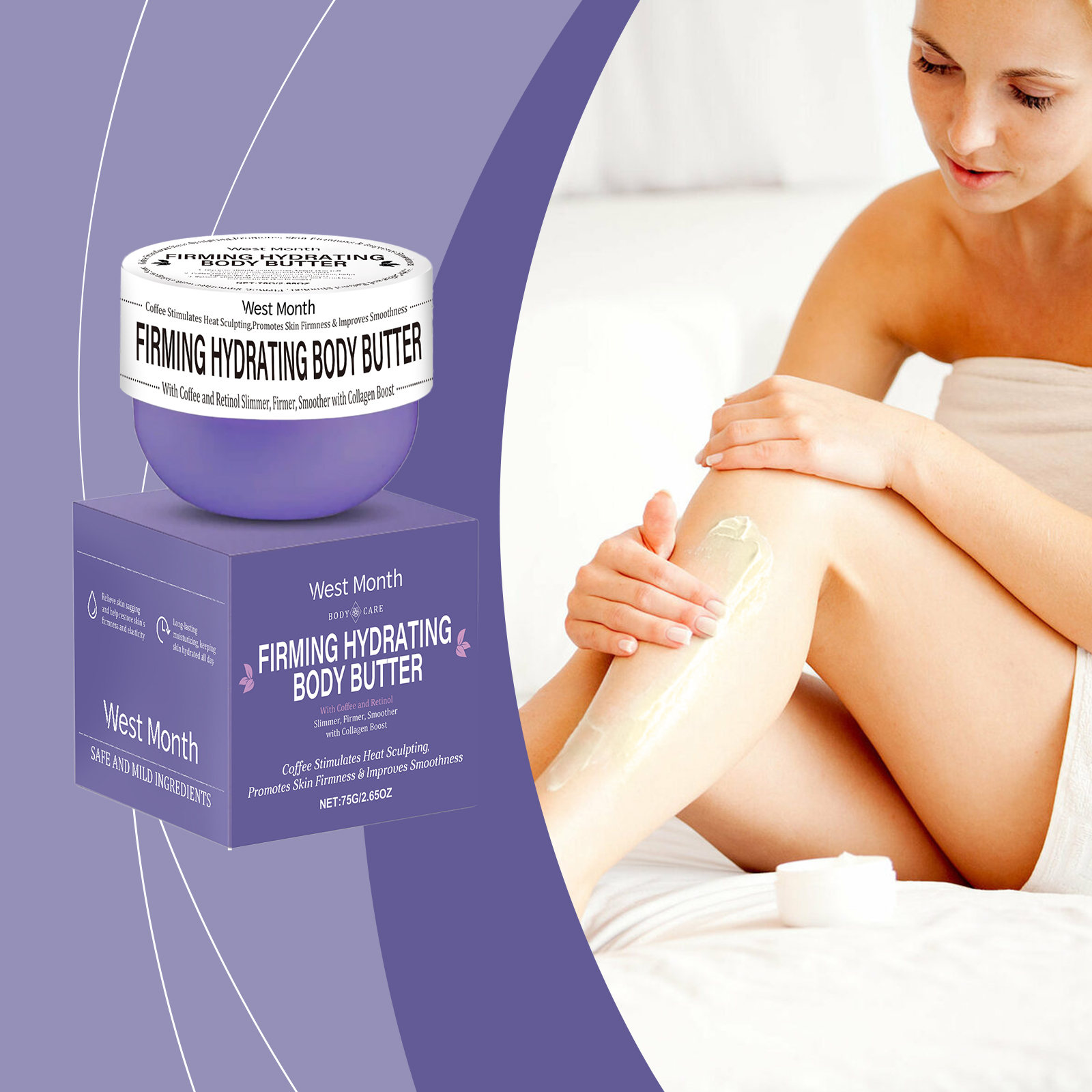 West&Month Body Massage Cream Hydrating and Nourishing Arm Belly Body Massage Cream