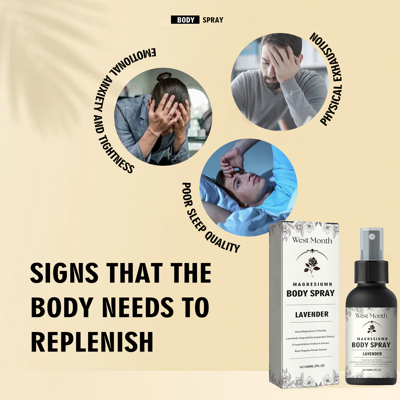 West&Month Body Spray Relieves muscle tension and fatigue and promotes body relaxation care spray