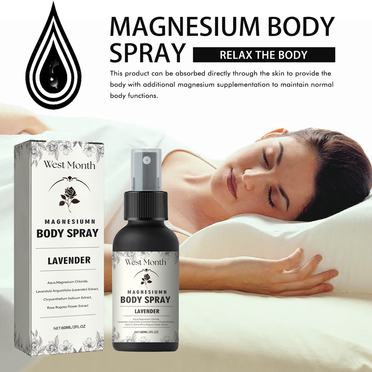 West&Month Body Spray Relieves muscle tension and fatigue and promotes body relaxation care spray