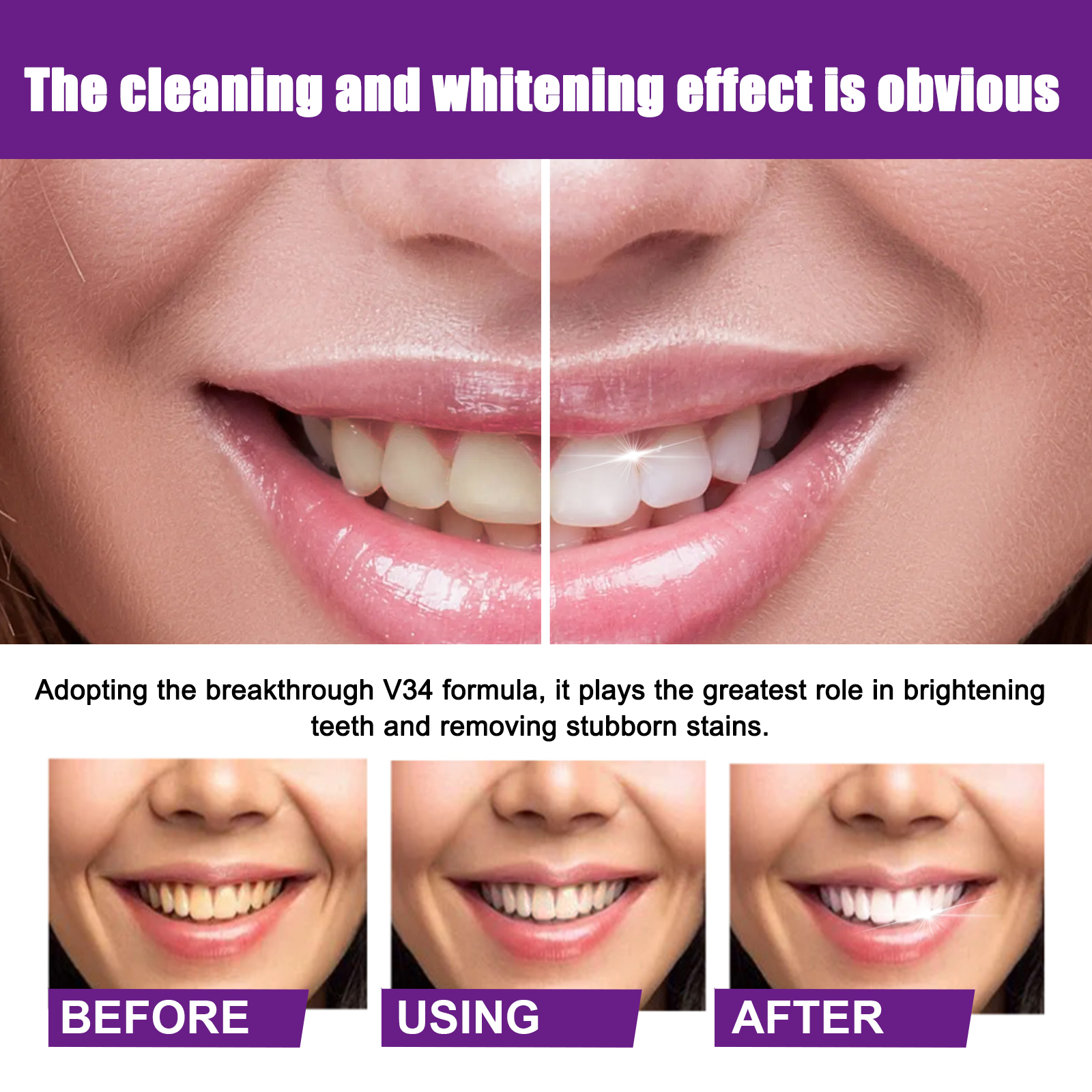West&Month Purple Whitening Toothpaste Cleans Teeth Stains, Bad Odors, Protects Gums, Whitens Teeth