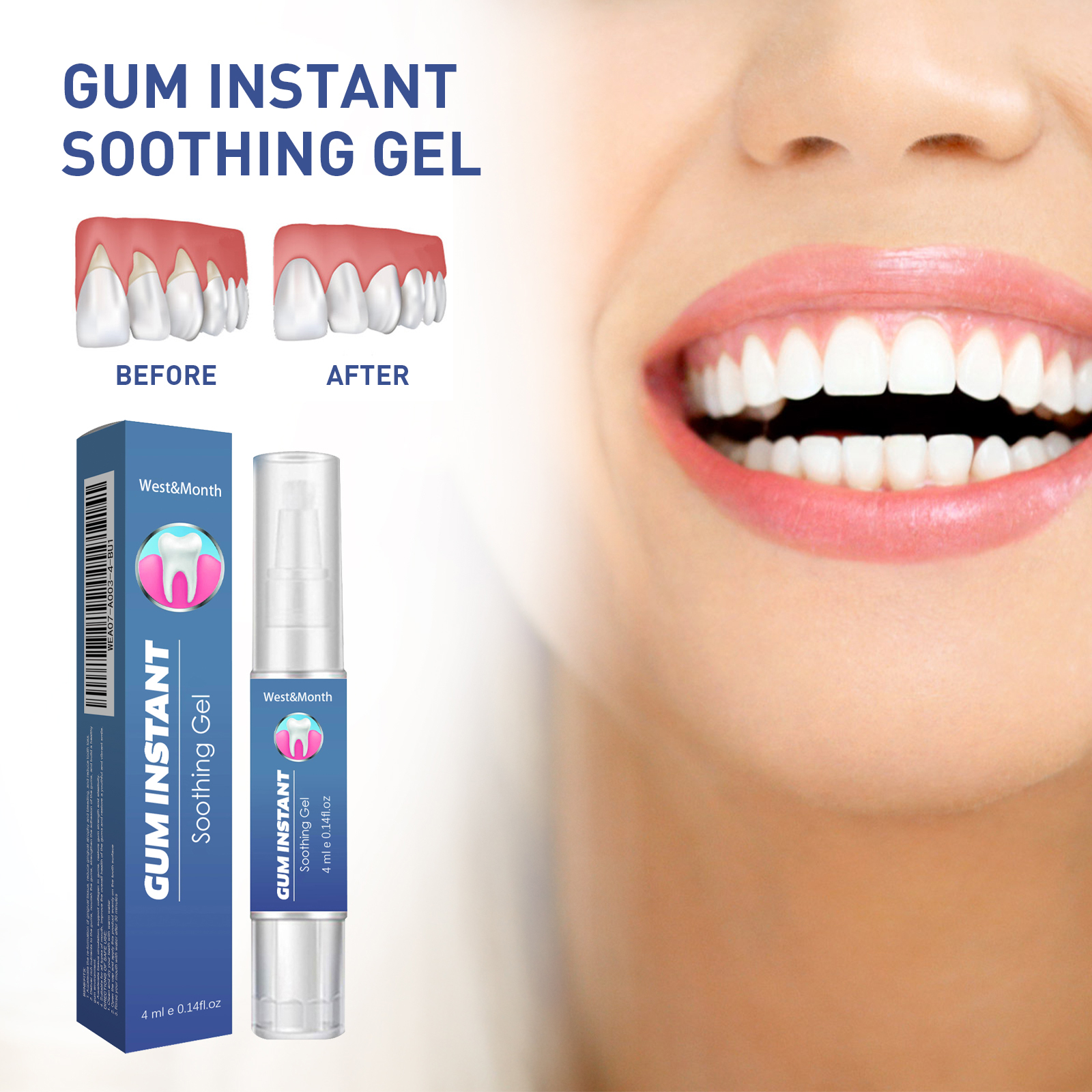 WestMonth Gum Care Gel Relieves Gum Pain, Cleans Plaque and Stains, Whitens Teeth