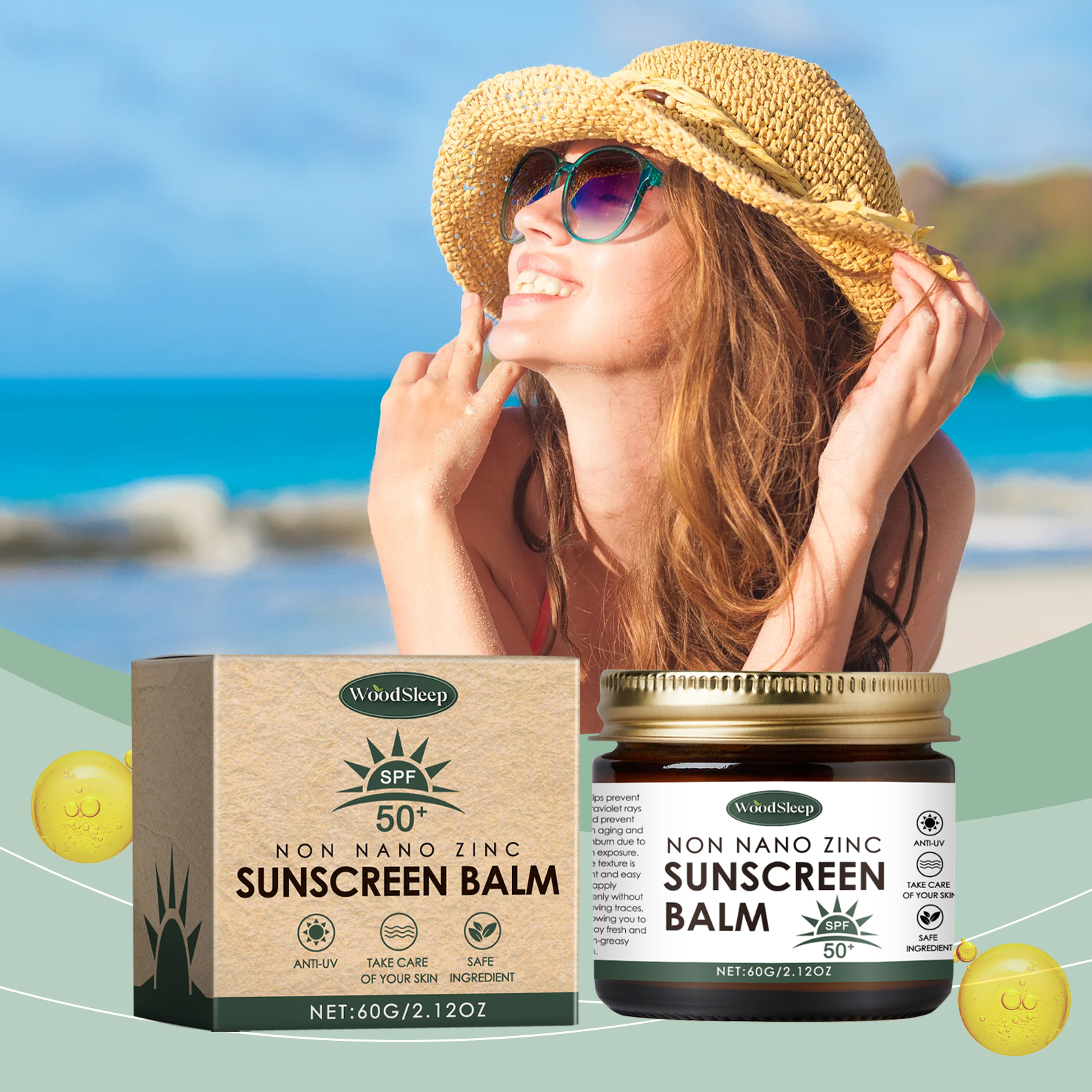 WoodSleep Protective Cream: Protects against UV rays in summer, quickly forms a film, is sweat-proof, refreshing, non-greasy, and brightens skin.-CLEJOY