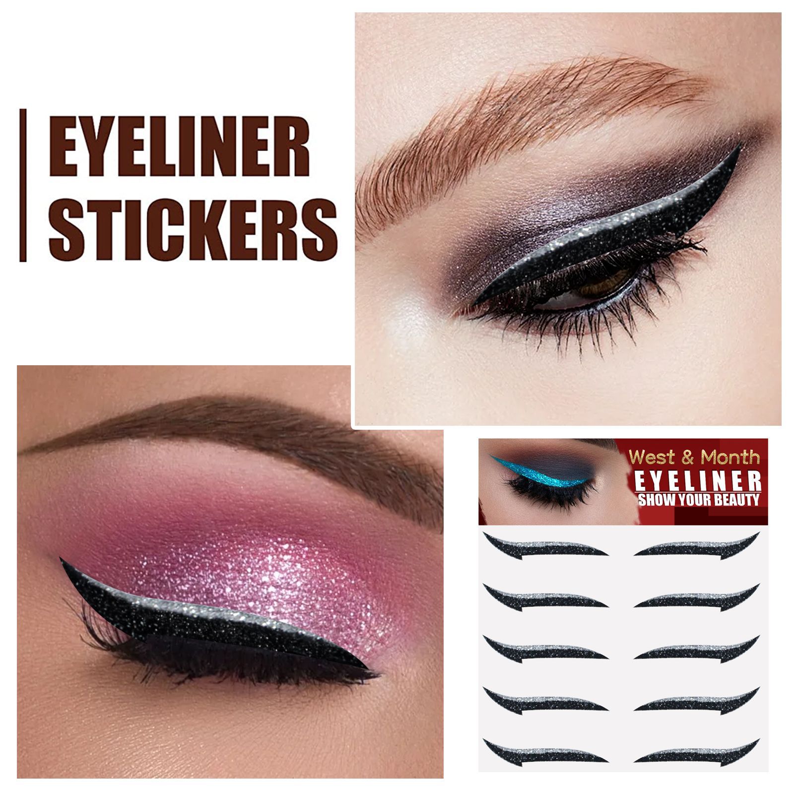 West&Month eyeshadow stage makeup eye makeup stickers European and American eyeliner stickers self-adhesive double eyelid stickers eye makeup stickers-CLEJOY