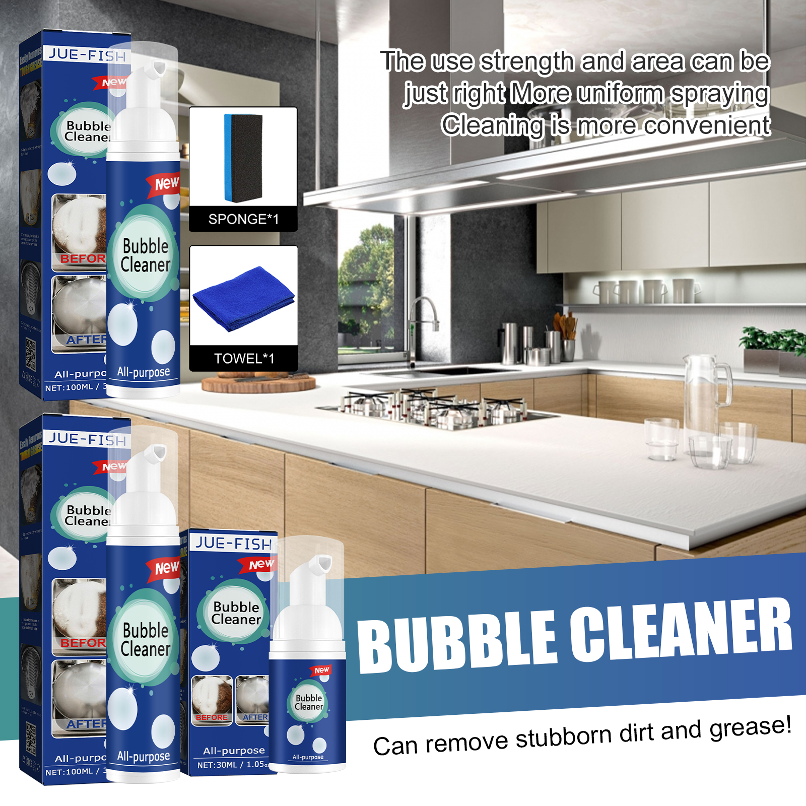 Jue-Fish Oil Foam Cleaner Kitchen Stove Hood Multi-purpose Heavy Oil Foam Cleaner