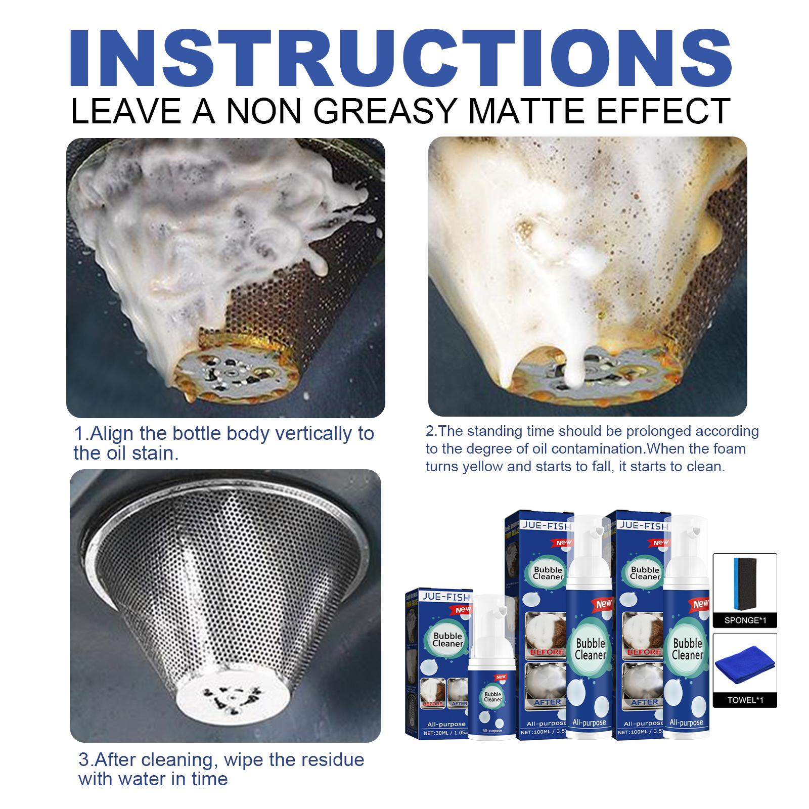 Jue-Fish Oil Foam Cleaner Kitchen Stove Hood Multi-purpose Heavy Oil Foam Cleaner