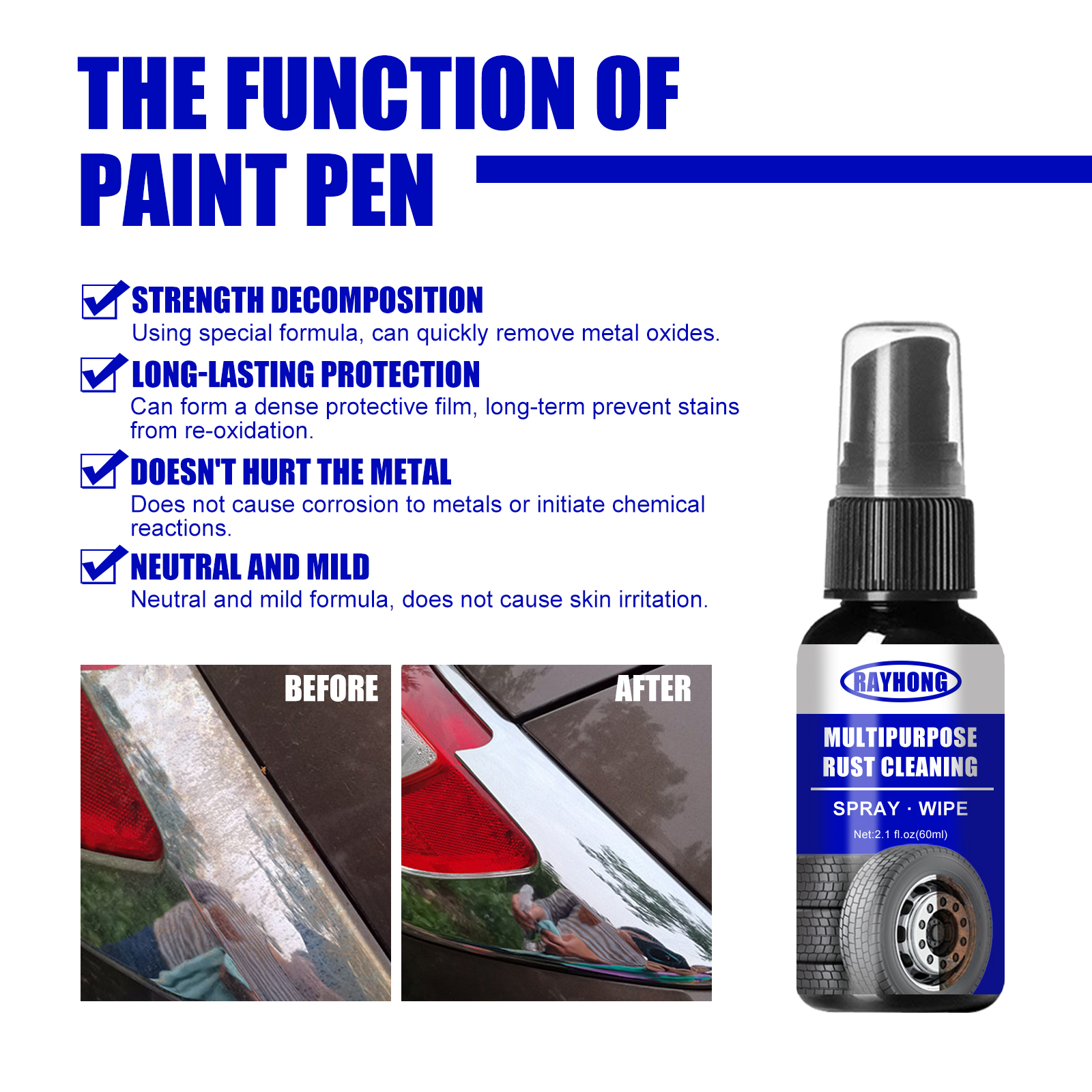 Rayhong car anti-rust lubricant metal door and window cleaning rust removal screw bolt loose rust removal converter-CLEJOY