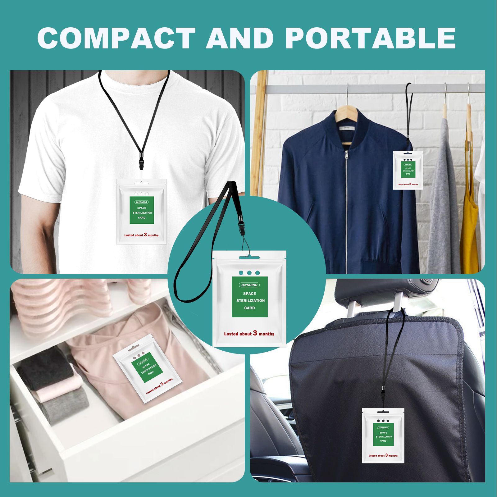Jaysuing Space Purification Card Lanyard Easy to Carry Portable Space Air Purification Protection Card Sticker-CLEJOY