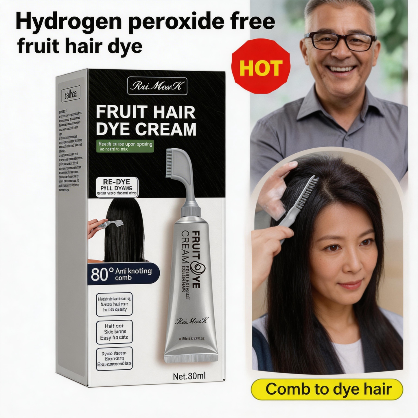 RuiMewK™ No-Mix Fruit Hair Dye - Instant Black & Grey Coverage