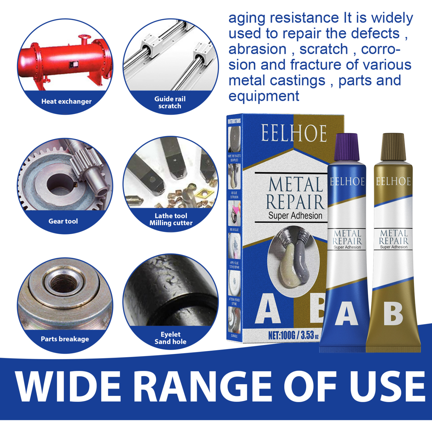 EELHOE AB casting glue high temperature resistant welding glue metal casting crack repair agent plugging waterproof welding-CLEJOY