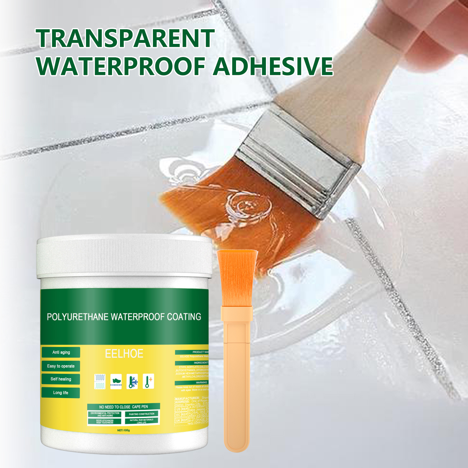 EELHOE floor leak-proof waterproof glue (100g) exterior wall bathroom toilet waterproofing agent brick wall penetrating paint-CLEJOY