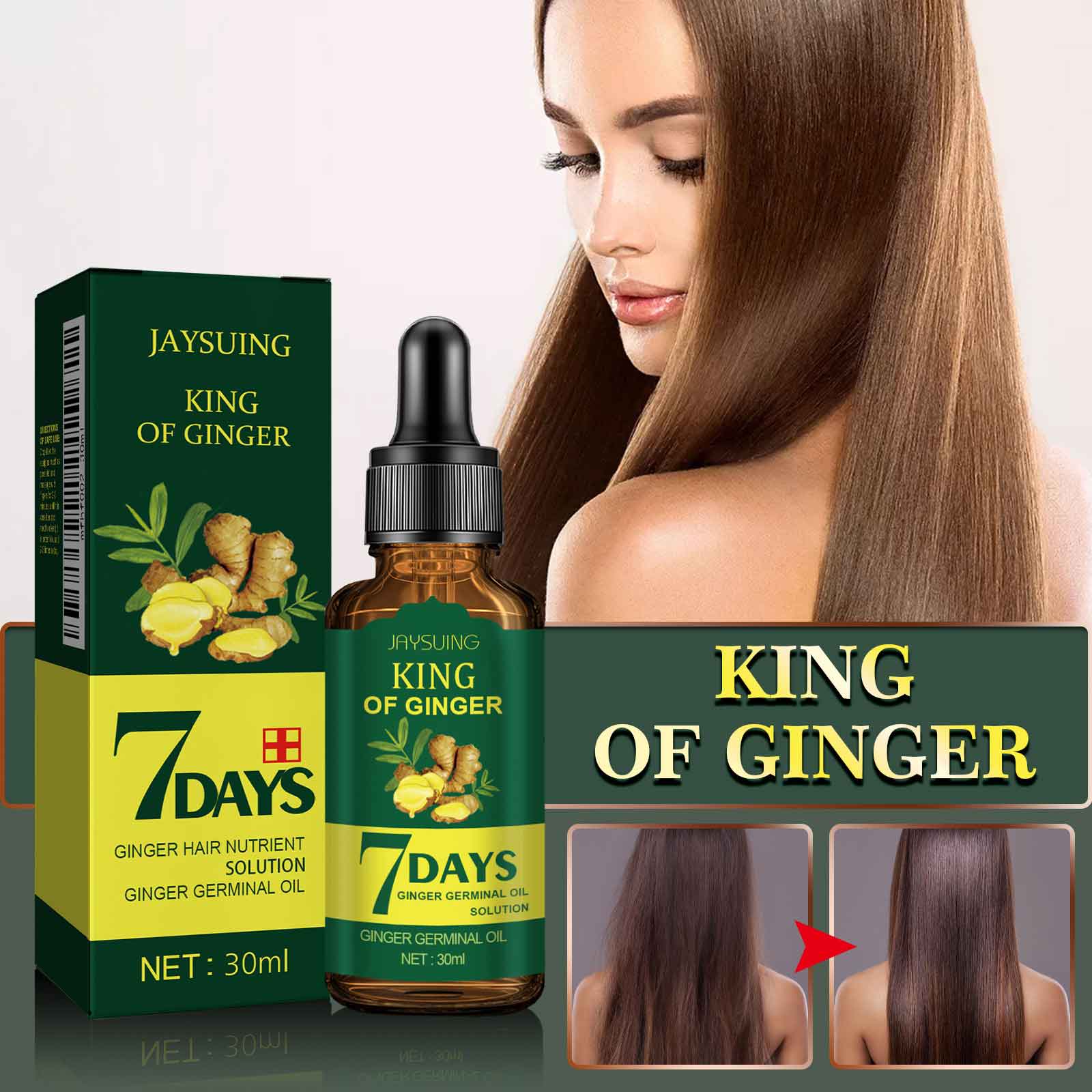 Jaysuing Ginger Hair Care Oil Refreshes and nourishes the scalp and hair follicles to strengthen the hair-CLEJOY