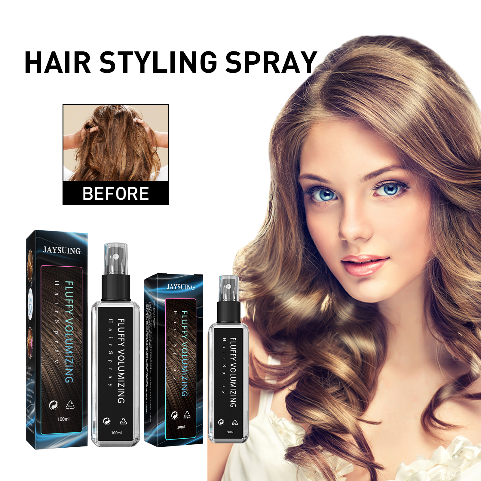 Jaysuing Hair Styling Spray (30ml box) Hair styling moisturizing fragrance long-lasting hair styling gel water-CLEJOY