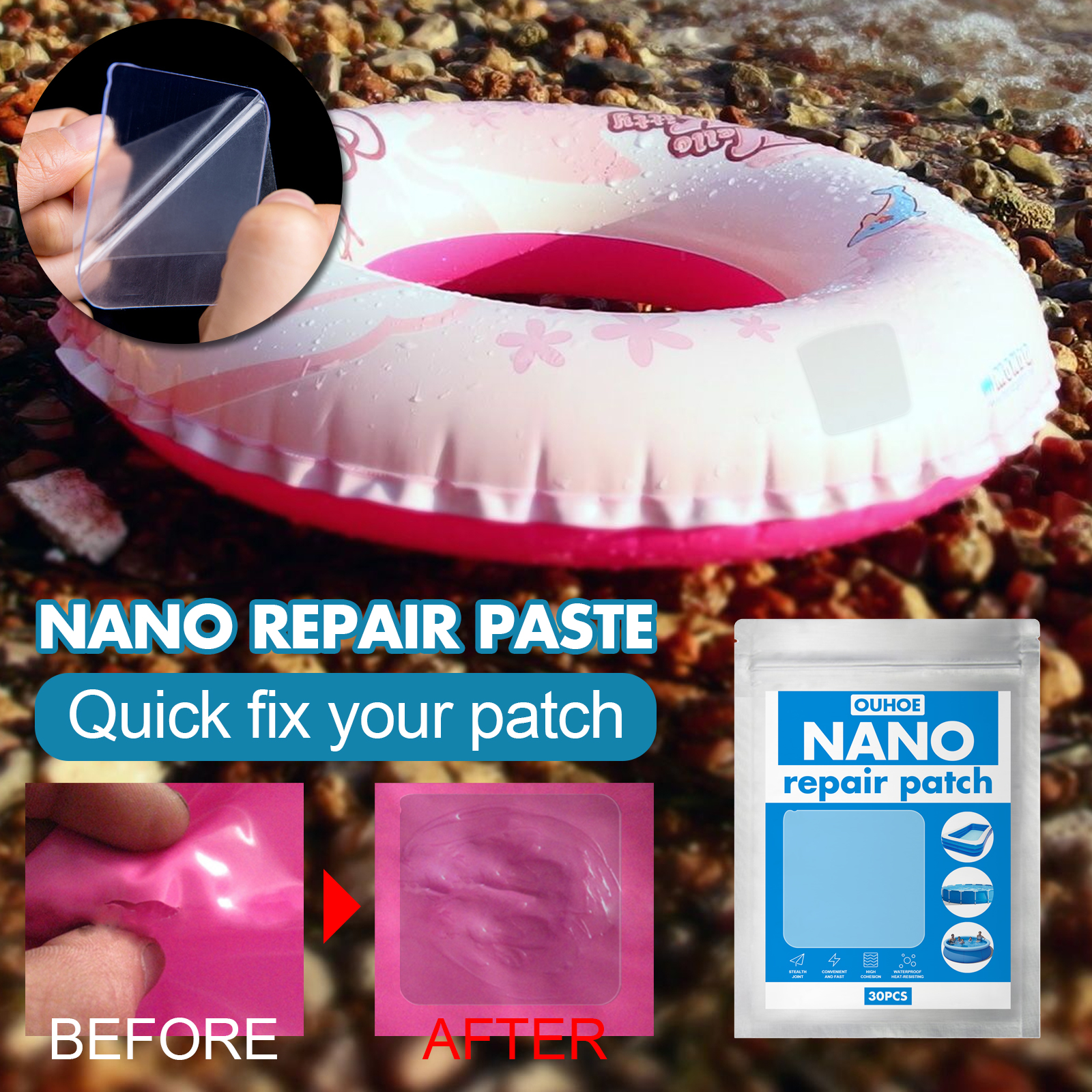 Jue Fish swimming ring repair patch swimming pool water mat tent inflatable swimming ring waterproof convenient daily repair patch-CLEJOY
