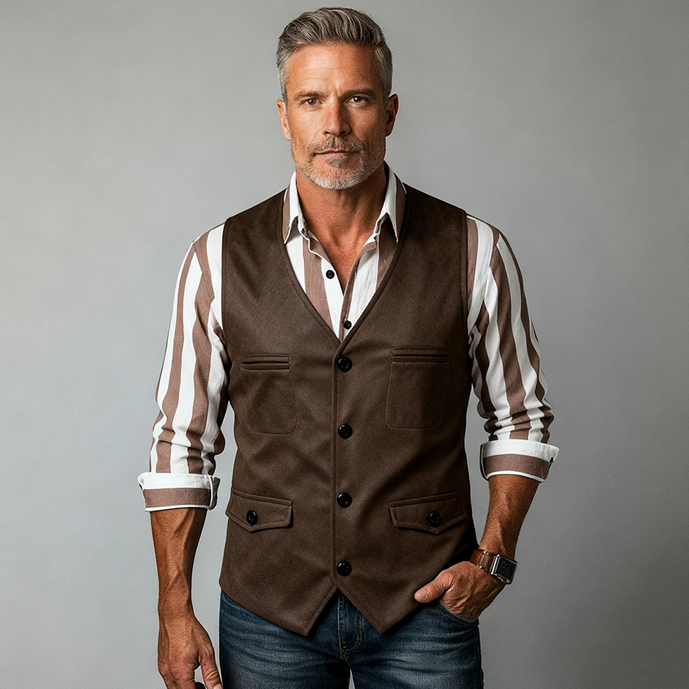 Men's Vintage Suede Single-Breasted Vest