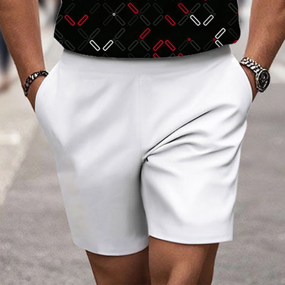 Men's Fashion Casual Round-Neck Geometric Printed Short-Sleeved Two-Piece Set