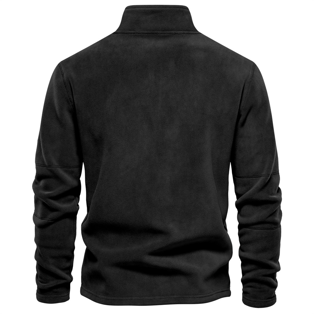 Men's Stand Collar Zip Long Sleeve Polar Fleece Sweatshirt