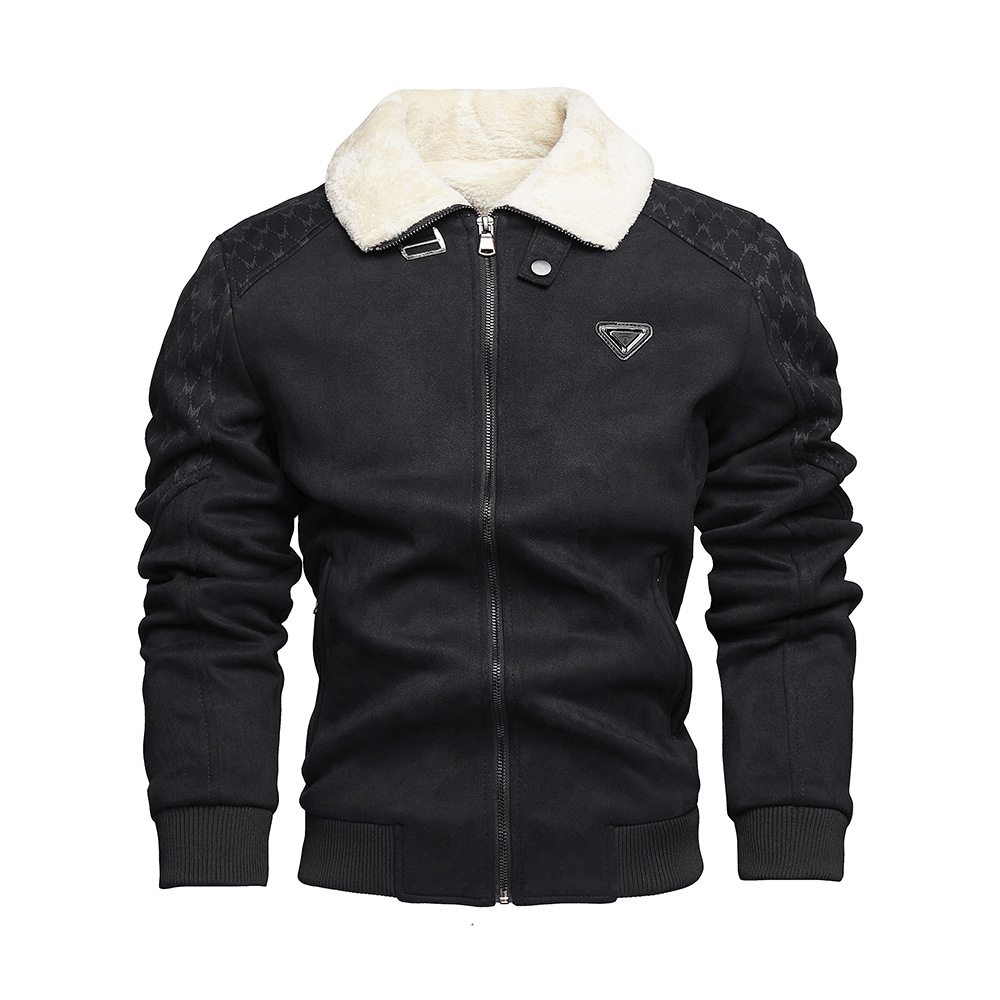 Men's Motorcycle Jacket Plush Leather Jacket