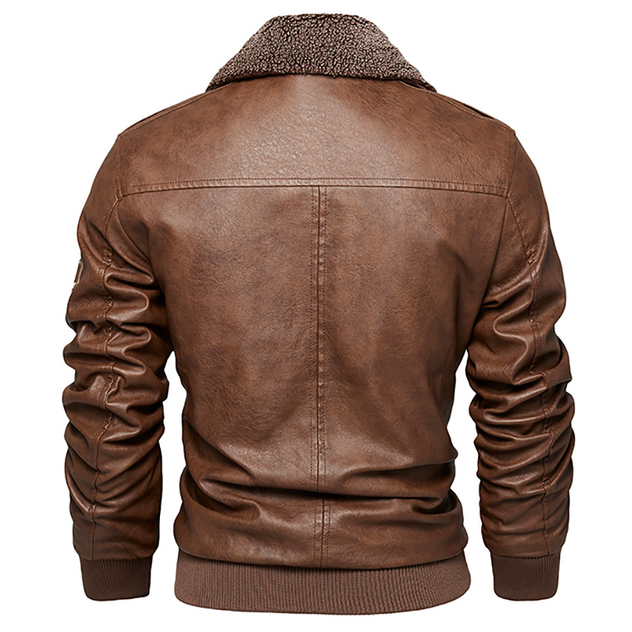 Men's Motorcycle Jacket Plush Leather Jacket