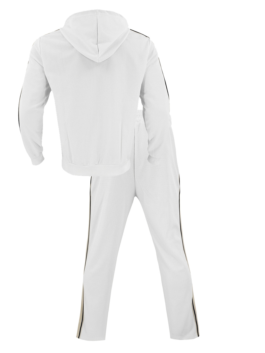 Men's Casual Color Matching Long Sleeved Hooded Jacket & Trousers Two-Piece Set