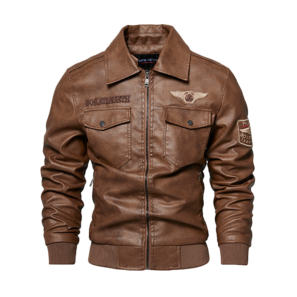 Men's Motorcycle Jacket Plush Leather Jacket