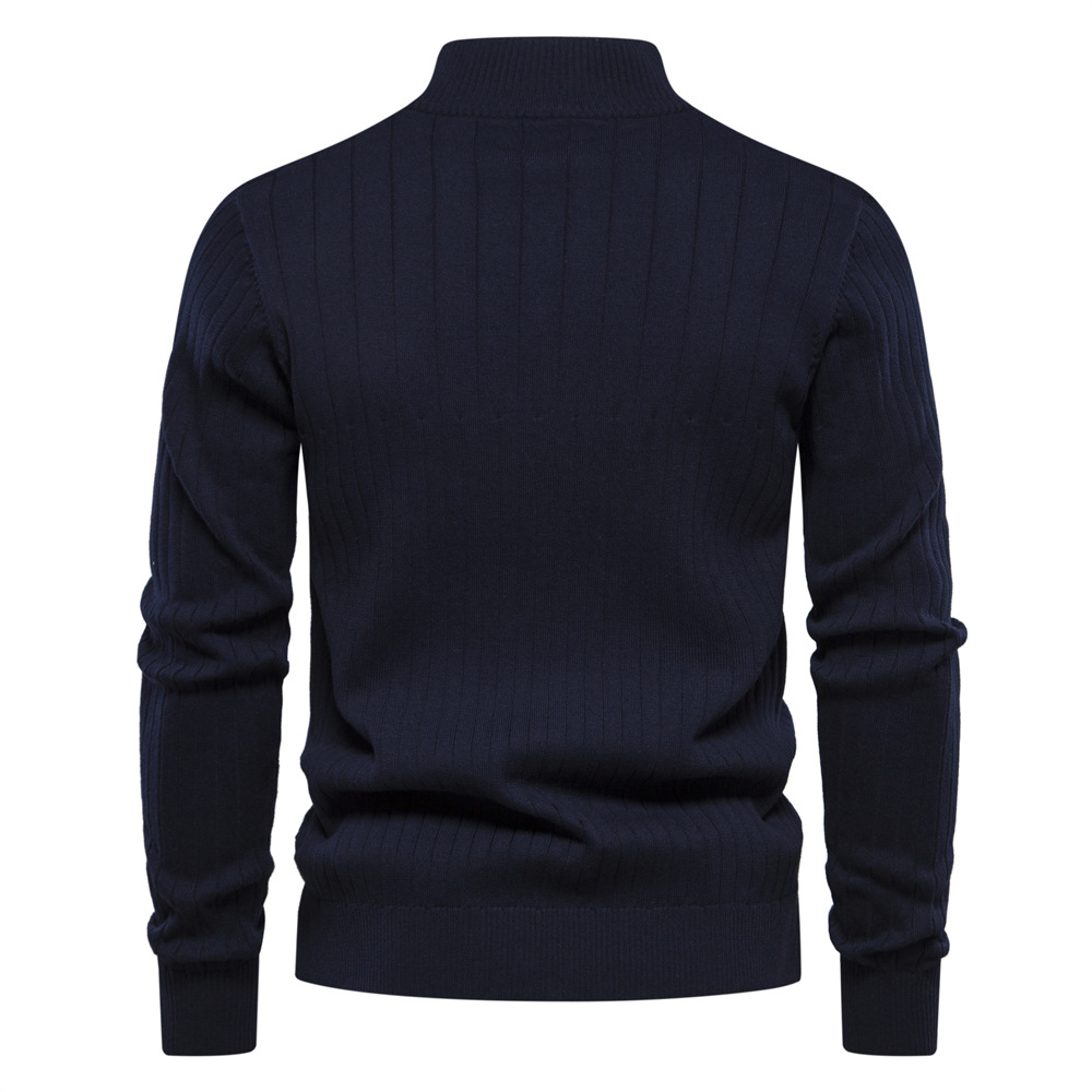 Men's Stand Collar Zipper Long Sleeve Polar Fleece Sweater