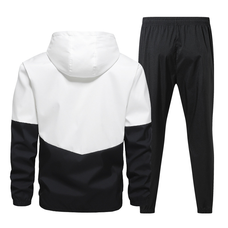 Men's Casual Contrast Color Hoodies Jacket Set