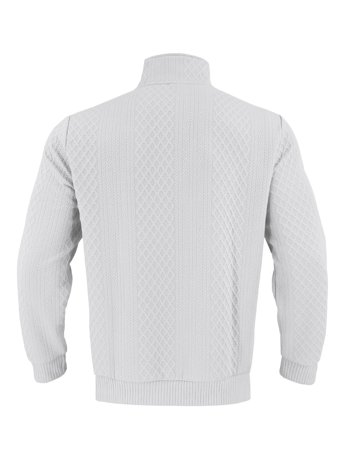 Men's Solid Color Waffle High-Neck Pocket Long Sleeved Sweatshirts