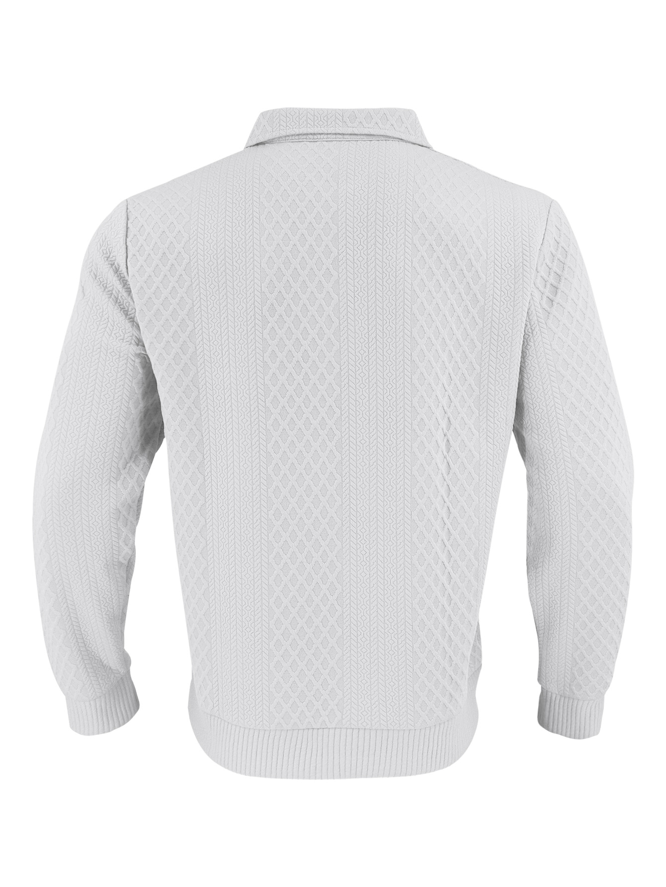 Men's Casual Solid Color Lapel-Collar Long Sleeved Jacquard Polo Shirts