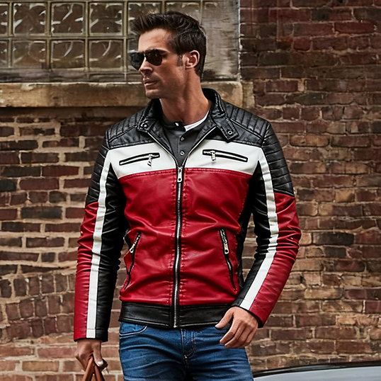 Men's Motorcycle Jacket Plush Leather Jacket