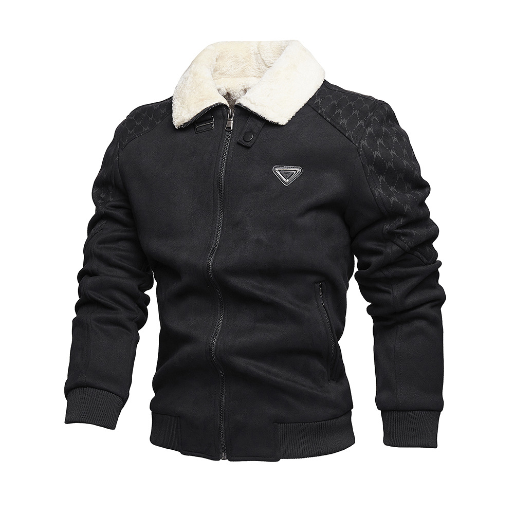 Men's Motorcycle Jacket Plush Leather Jacket