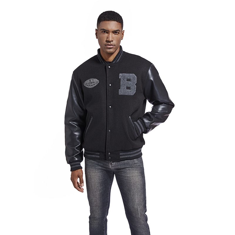 Men's Pocket Round Collar Plush And Thickened Embroidery Jackets