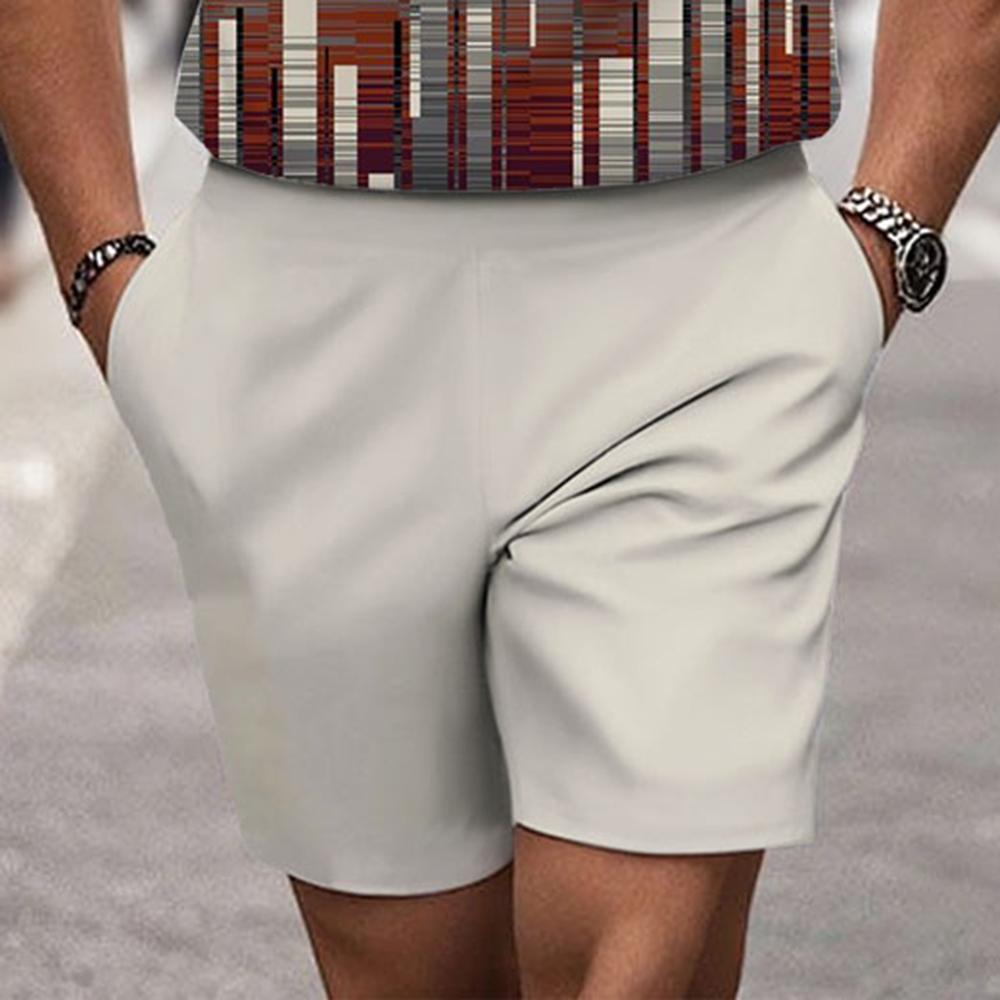 Men's Fashion Casual Round-Neck Geometric Printed Short-Sleeved Two-Piece Set