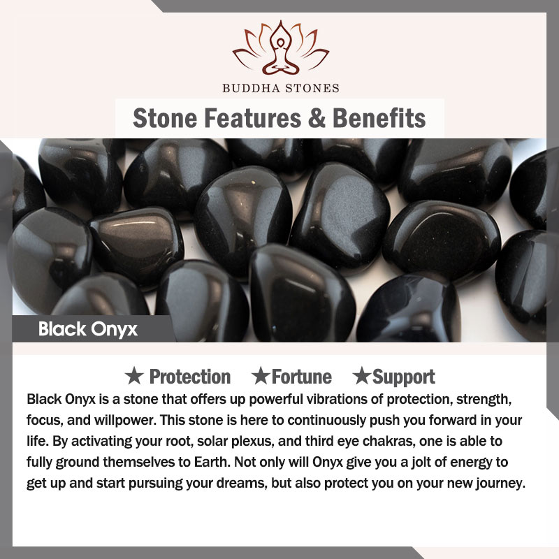 Buddha Stones Matte Frosted Surface Black Onyx Ebony Protection Bracelet Bracelet BS 1