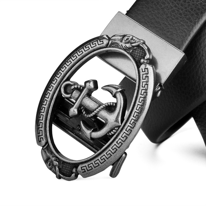 Automatic Anchor Buckle Metal Buckle Leather Belt