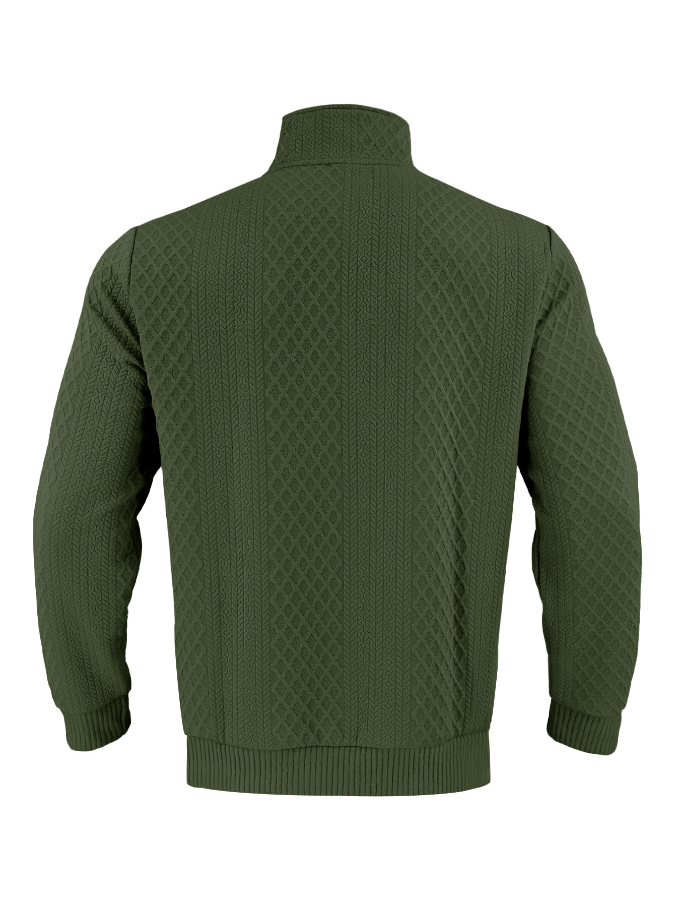 Men's Solid Color Waffle High-Neck Pocket Long Sleeved Sweatshirts