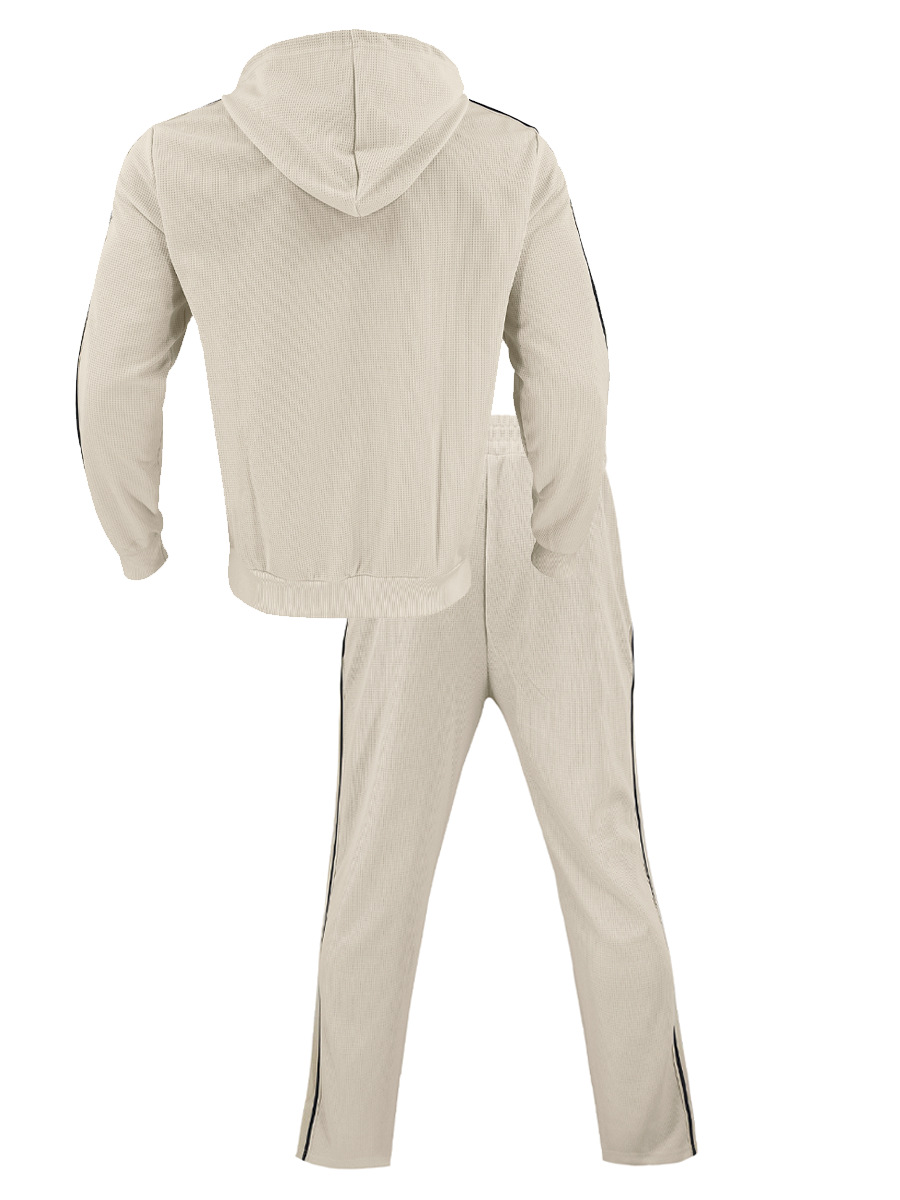 Men's Casual Color Matching Long Sleeved Hooded Jacket & Trousers Two-Piece Set